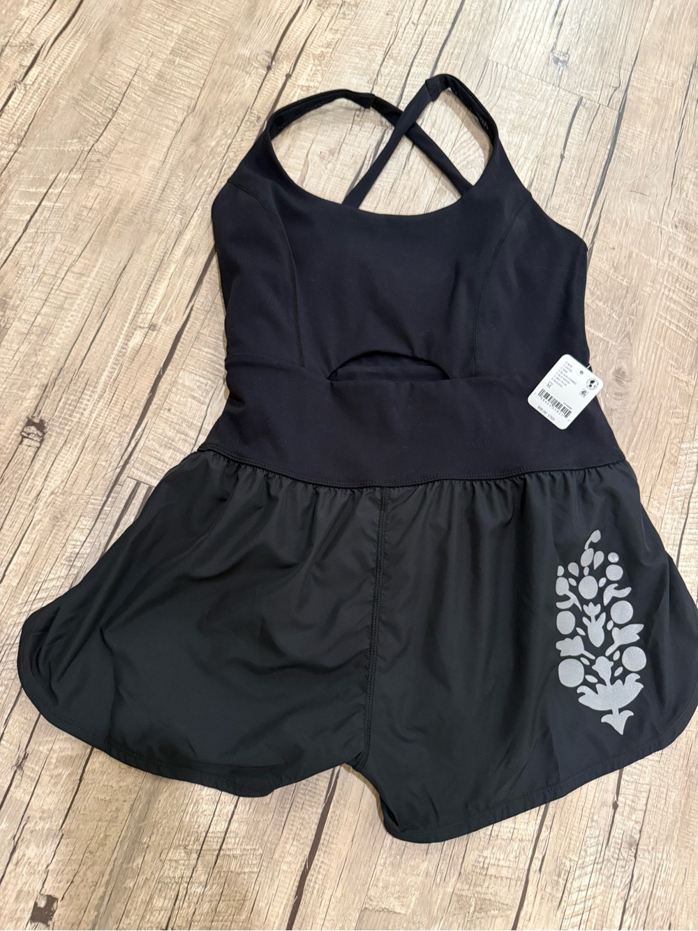 Free People Black Short Romper with Crisscross Straps
